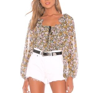 Free People Mabel Print Blouse Long Sleeve Floral Top